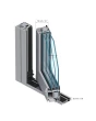 PIVOT G3 - Glass front aluminum pivot door with leaf decorative panel