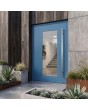 Blue insulated exterior aluminium door with window