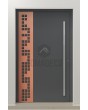 LIM C27 - aluminum entry door covered copper sheet with cut-out squares