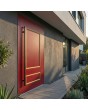 Red classically styled traditional aluminum door