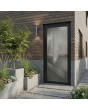 Black aluminium hinged door with fusing glass