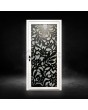 White Glass aluminum door with black decorative panel