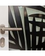 PIVOT G3 - Glass front aluminum pivot door with leaf decorative panel