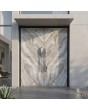 Aluminium double door covered with grigio sintered quartz