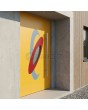 Orange aluminium main door door with colourful ovals