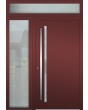 Aluminum LIM hinged door with left and top sidelight (view from the outside)