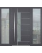 Aluminum LIM hinged front door with left and right sidelight 