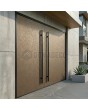 Brown aluminum double front door coated with liquid metal
