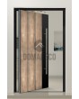 Aluminium pivot entry door with nickel gold texture of milled metal