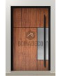 PIVOT V35 - aluminium wooden texture front door with inox decor