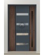 PIVOT V09 - aluminum security pivot door with wooden decor