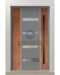 PIVOT V09 - aluminum security pivot door with wooden decor