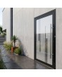 Anthracite aluminium frosted front door with transparent decor