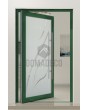 PIVOT Glass S - frosted aluminium pivot door with transparent motif