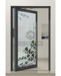 PIVOT Glass S - frosted aluminium pivot door with transparent motif