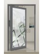 PIVOT Glass S - frosted aluminium pivot door with transparent motif