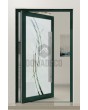 PIVOT Glass S - frosted aluminium pivot door with transparent motif