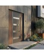 Anthracite aluminium entry door with wooden decor