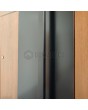 PIVOT V35 - aluminium wooden texture front door with inox decor