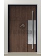 PIVOT V35 - aluminium wooden texture front door with inox decor
