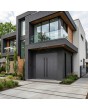 anthracite aluminium double door with vertical stripes
