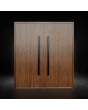 Walnut aluminum double door with vertical stripes