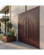 Purple aluminum double door with milled pattern
