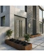 Olive gray aluminum double front door decorative glass