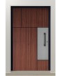 PIVOT V35 - aluminium wooden texture front door with inox decor