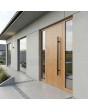LIM W312 - Golden oak front door with left and right glass panel