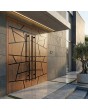 Golden oak solid double aluminium door with stripes