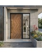 Aluminum wood-like entry door covered Creek Larch High Pressure Laminate