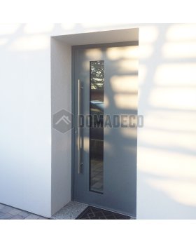 Silver Customisable aluminium entry door with glass
