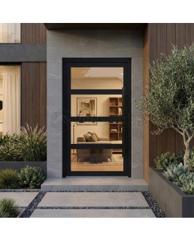 Black glass aluminium front door