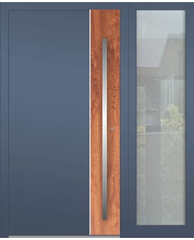 Aluminum LIM hinged door with right sidelight (view from the outside) 