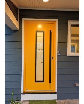 LIM AP01 - yellow secure aluminium front doors with glass