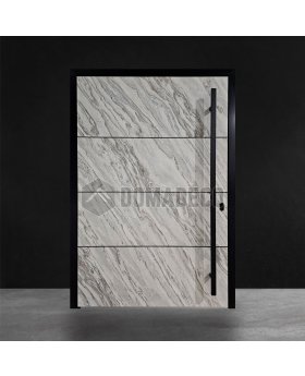 LIM V42 - aluminium front door covered with white rock stone texture