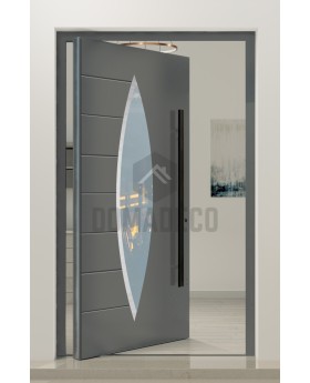 PIVOT C11 - aluminum exclusive pivot door with with oval glass