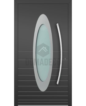 LIM C22 - secure modern aluminum front doors with oval glass