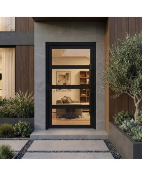 Black glass aluminium front door