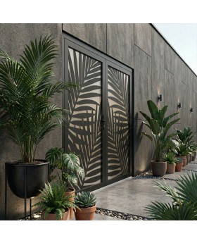 Anthracite double glass aluminium door with decorative panel