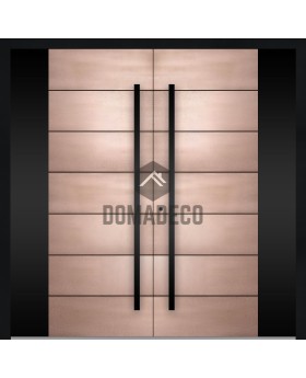 Aluminum double hinged door with copper texture of milled metal