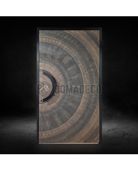 Entry hinged door with bronze texture of milled metal