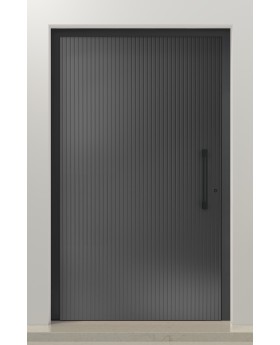 PIVOT V62 - aluminium pivot entry door with vertical milling