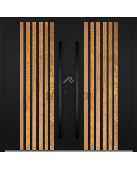 LIM RAIL 5 double - aluminum double front door with vertical slats made of aluminum profiles