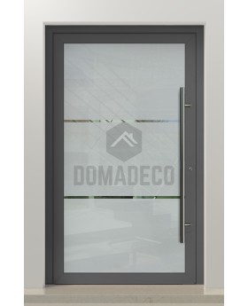 PIVOT Glass S2 - aluminium frosted pivot door with two transparent stripe