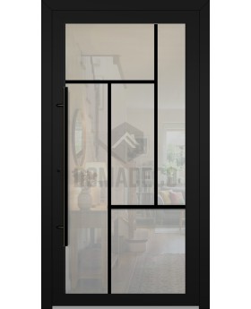 LIM MN1 - fully glazed aluminum entry door with muntins (glazing bars)