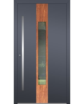 LIM V08 - aluminium front door with wooden decor
