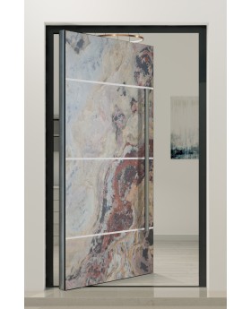 PIVOT V46 - aluminum door pivot with with sand rock stone