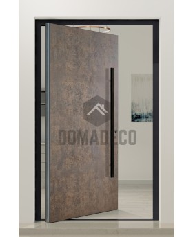 PIVOT V53 - rust aluminium pivot door covered with rust sintered quartz